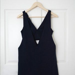 ZARA | Navy Blue Cut Out V-Neck Dress